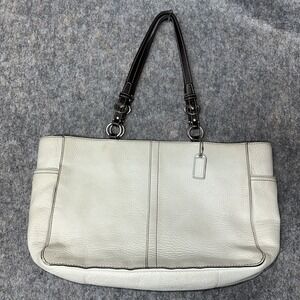 Vintage Coach White Pebble Leather Chelsea Handbag Purse‎ No.F0782- F10890 -(55)
